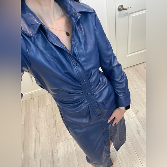 Zara Faux Leather Midi Dress - Picture 2 of 16